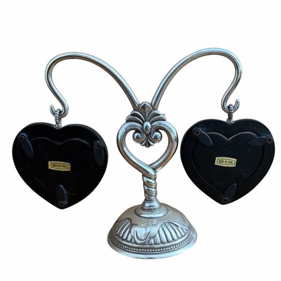 Brighton Brown Leather Croc Heart Picture Frames w/Silver Heart Stand - Picture 3 of 5